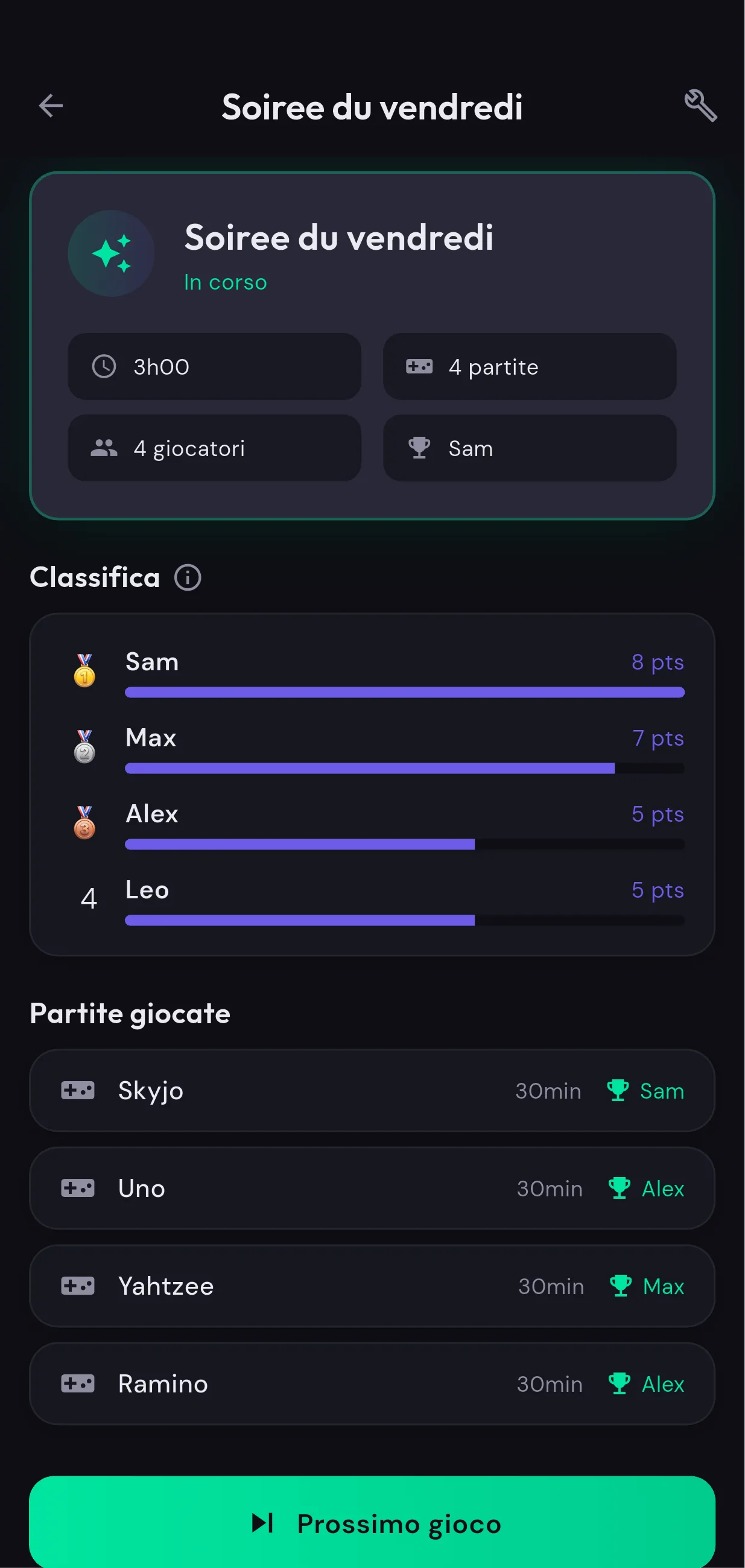 Modalità Serata Giochi