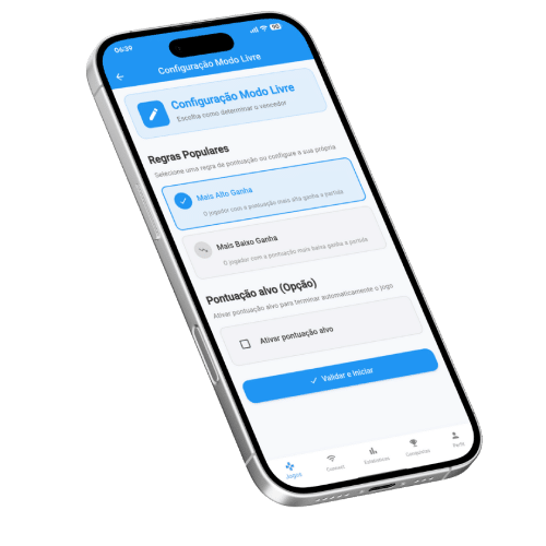 Captura de tela do contador de pontos universal (Modo Livre) do aplicativo Scorio.