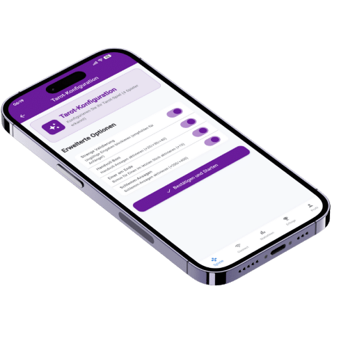 Mockup des Punkte-Assistenten für Französisches Tarot (Vertragsverwaltung) in der Scorio-App.