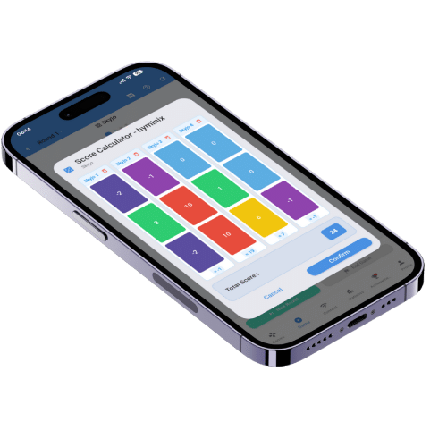Screenshot of the visual score grid for Skyjo on the Scorio app.