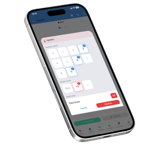 Screenshot of the "Quick Tally" calculator for Uno on the Scorio score app.