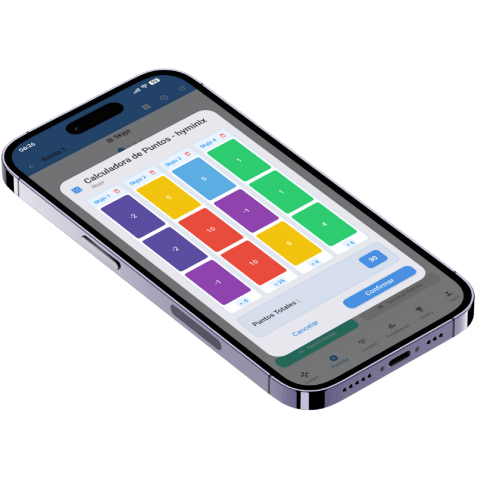 Captura de pantalla de la rejilla de puntuación visual para Skyjo en la aplicación Scorio.