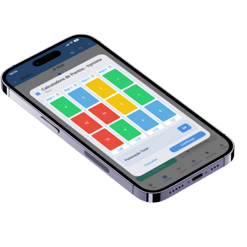 Captura de ecrã da grelha de pontuação visual para Skyjo na aplicação Scorio.